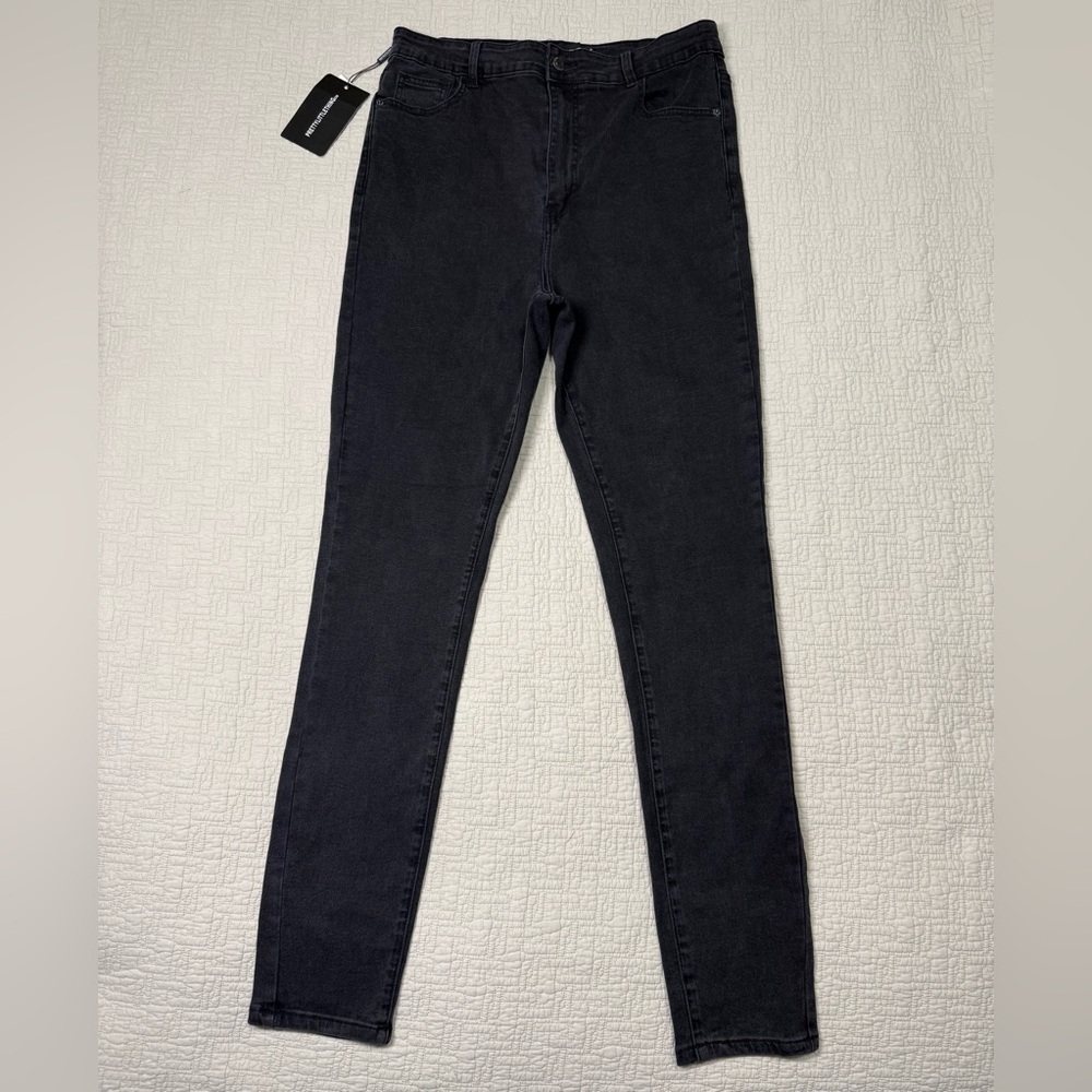 Pretty Little Thing Washed Black 5 Pocket Skinny Jeans Size 12 US